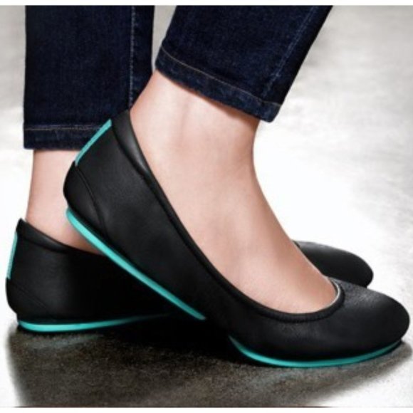 Tieks Ballet Flats by Gavrieli in Matte Black & Teal - Size 6 - Picture 2 of 11